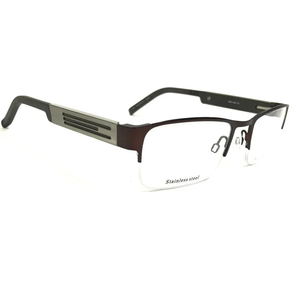 Alfred Sung Eyeglasses Frames AS4958 BRN CEN Brown Grey Half Rim 52-19-145
